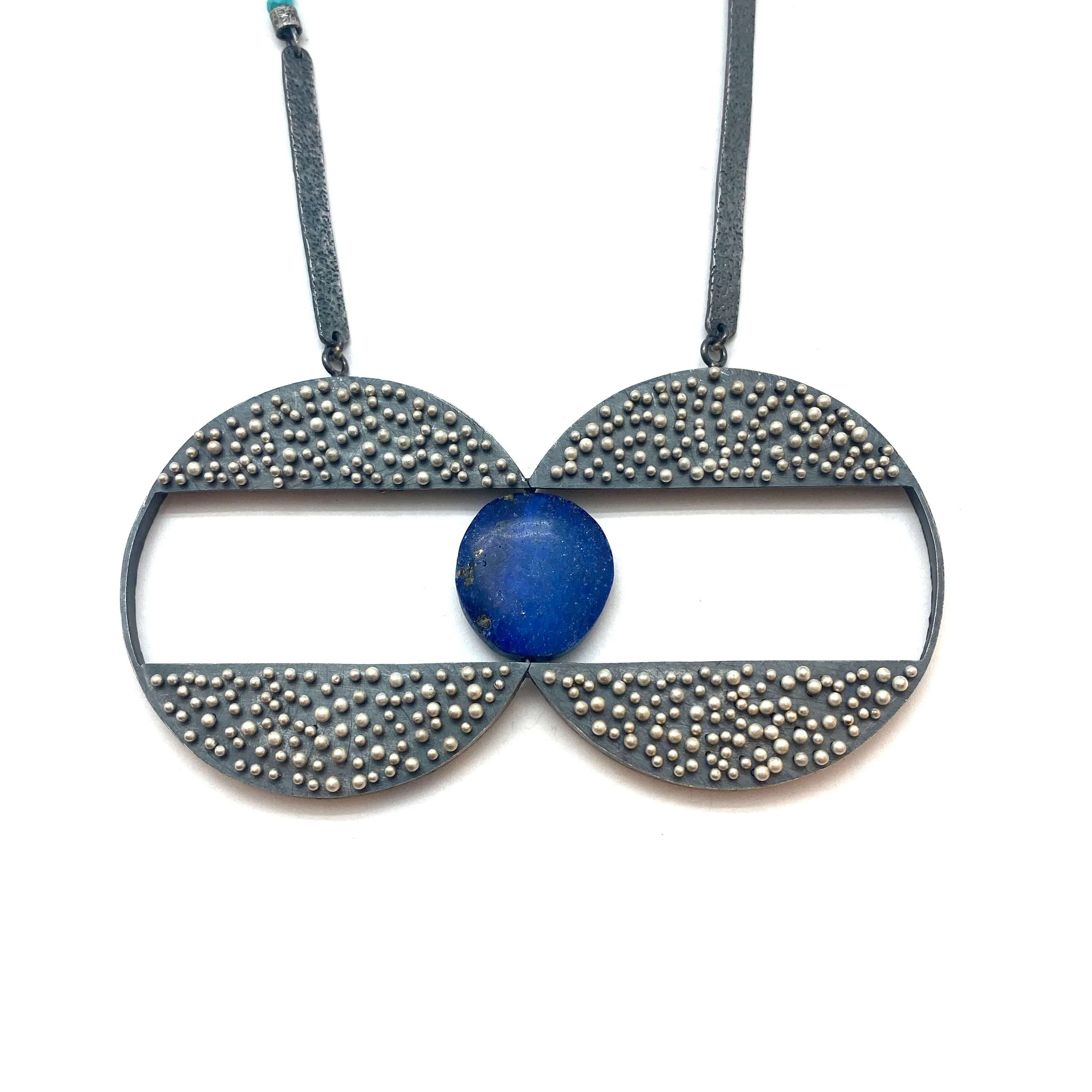 Dual Circle Lapis Necklace