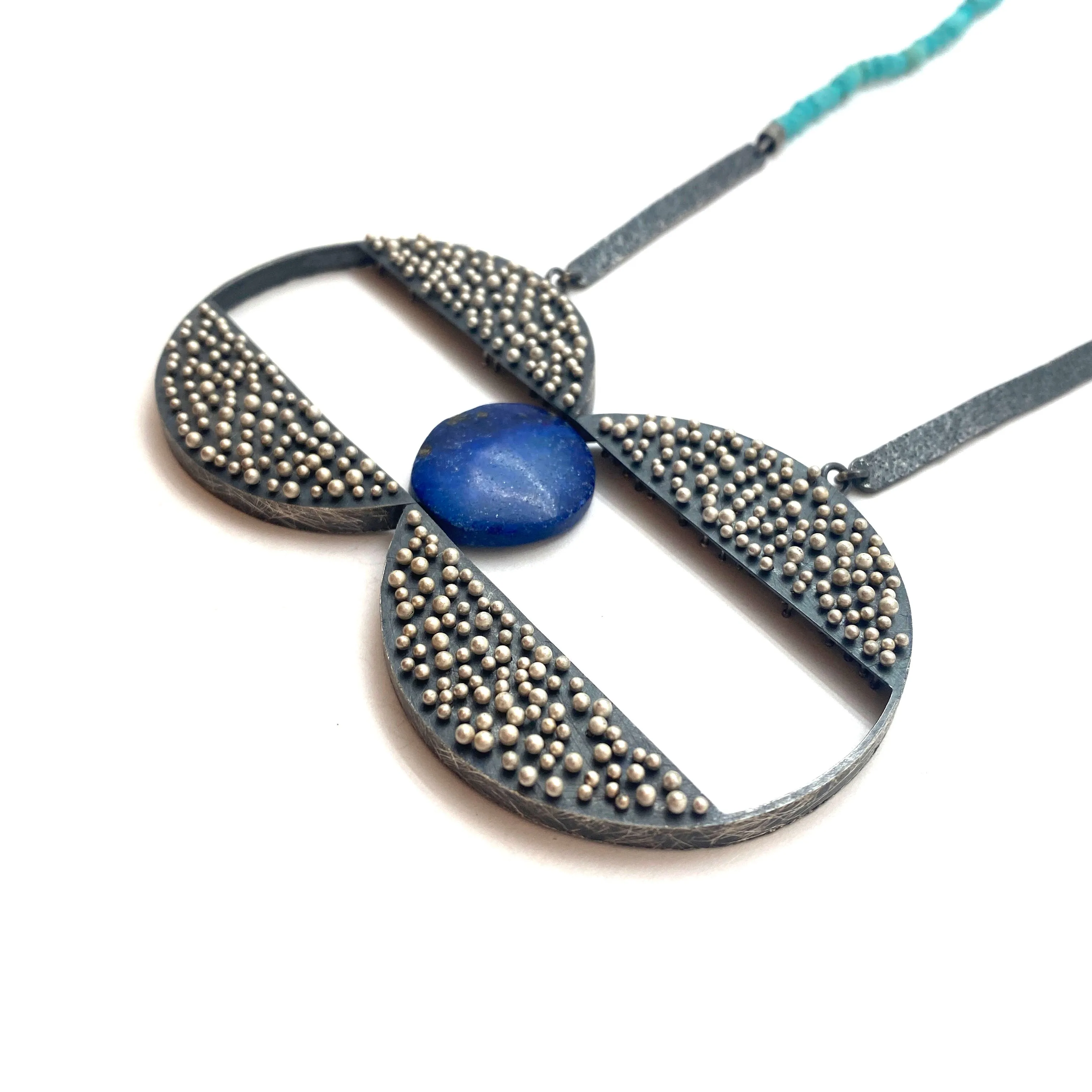 Dual Circle Lapis Necklace