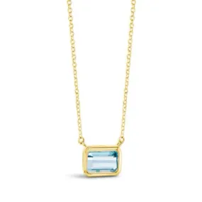 Dune Jewelry - Aquamarine Baguette Cut Necklace By Camille Kostek - 14K Gold Vermeil