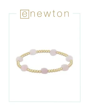 E Newton Admire Gold 3mm Bead Bracelet - Pink Opal