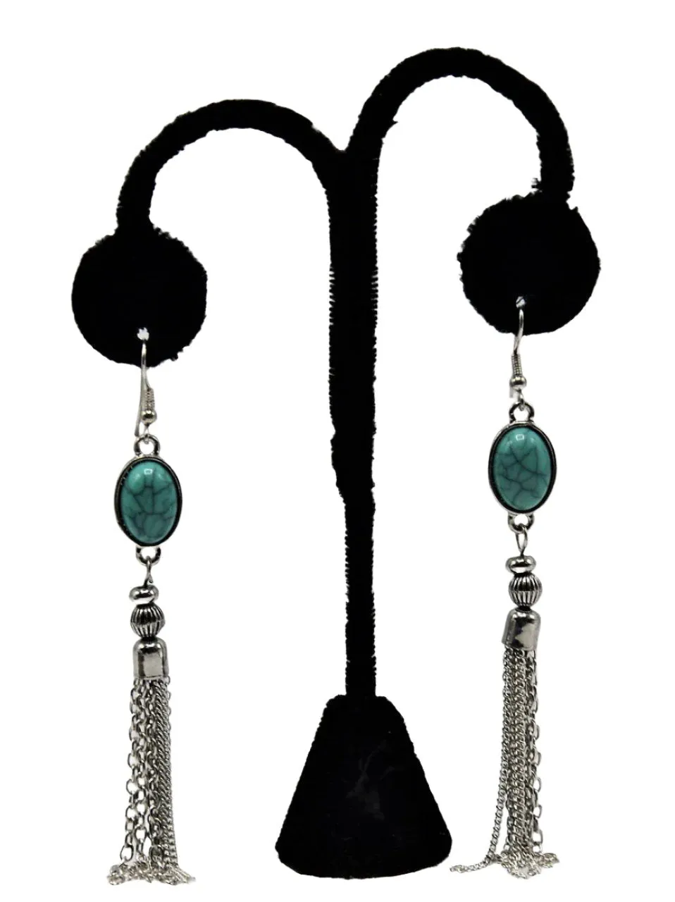 E007- Turquoise with Silver Tassel