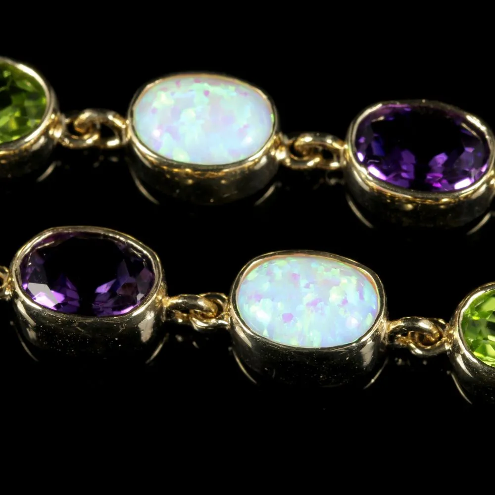 Edwardian Suffragette Style Opal Amethyst Peridot Bracelet 9ct Gold