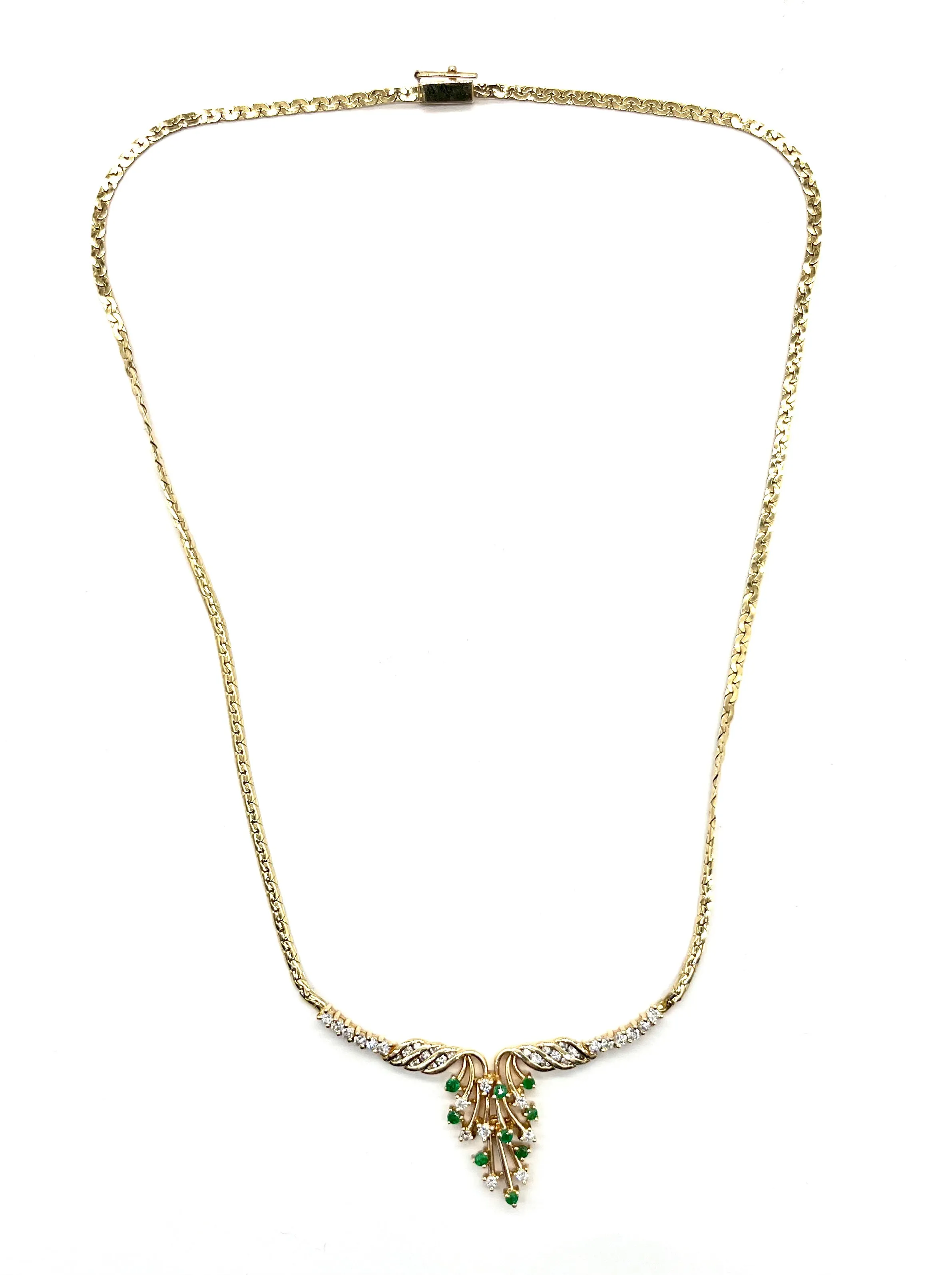 Emerald and Diamond Station Necklace