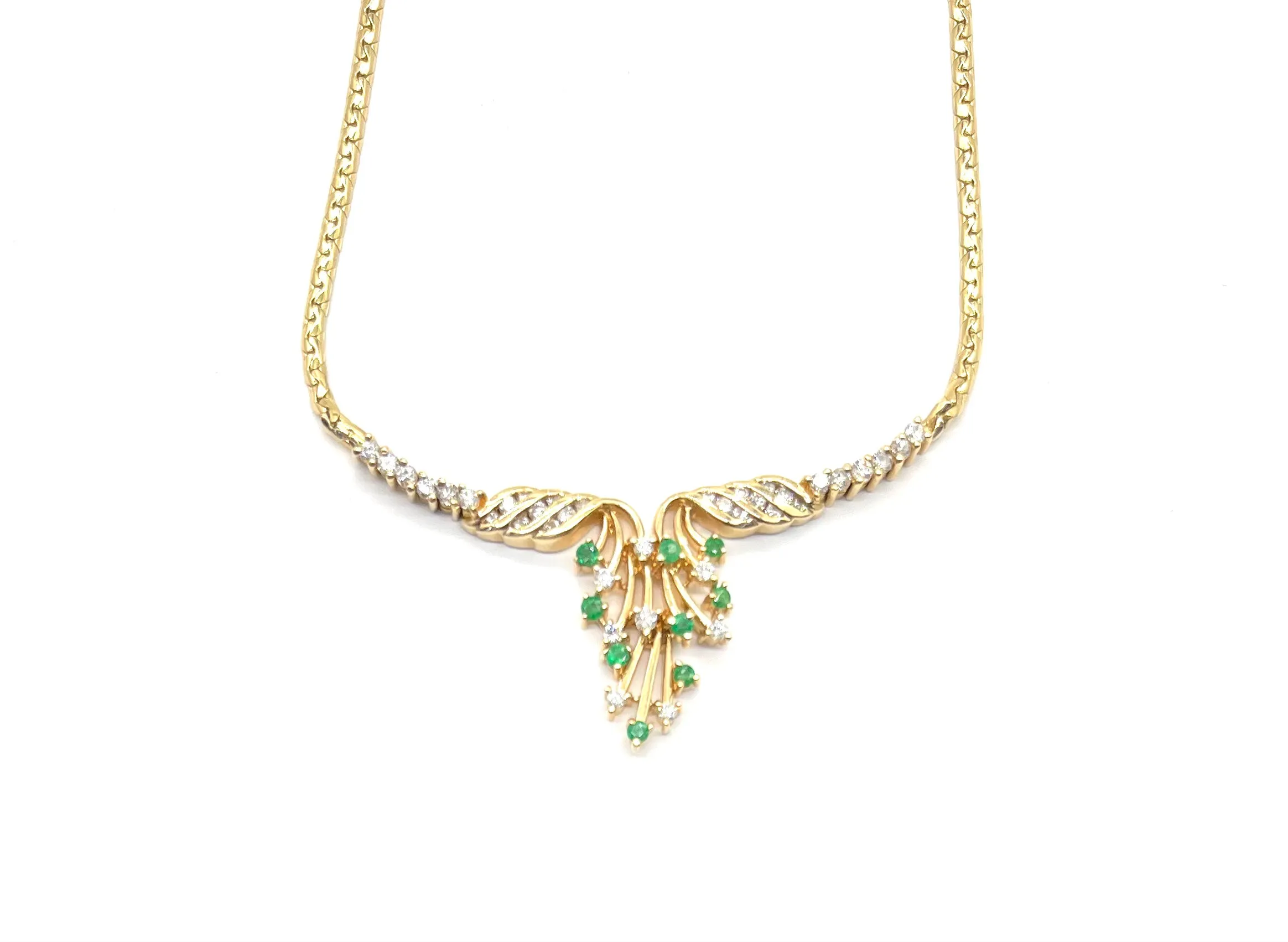 Emerald and Diamond Station Necklace