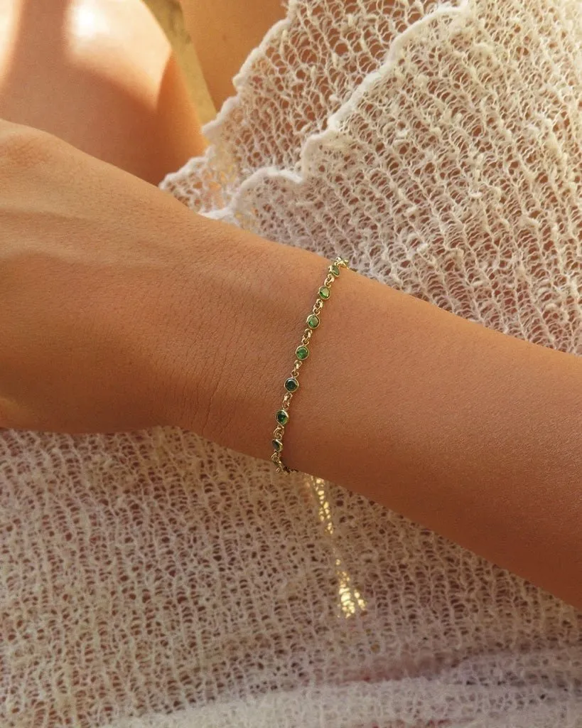 Emerald CZ Tennis Bracelet  - 14k Yellow Gold Fill