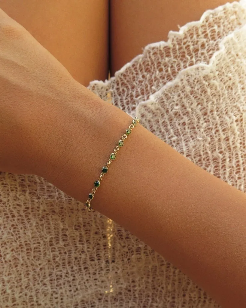 Emerald CZ Tennis Bracelet  - 14k Yellow Gold Fill