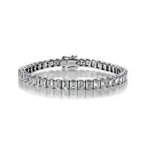 Ensley 18 Carat Emerald Cut Single Row Diamond Tennis Bracelet in 14k White Gold