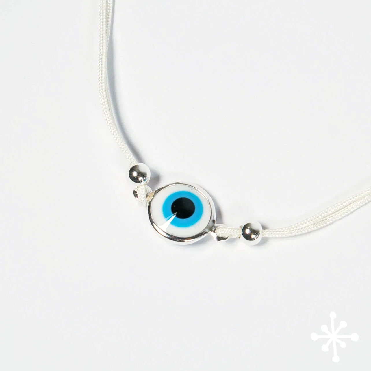 Evil Eye Bracelet Cord with Silver Beads