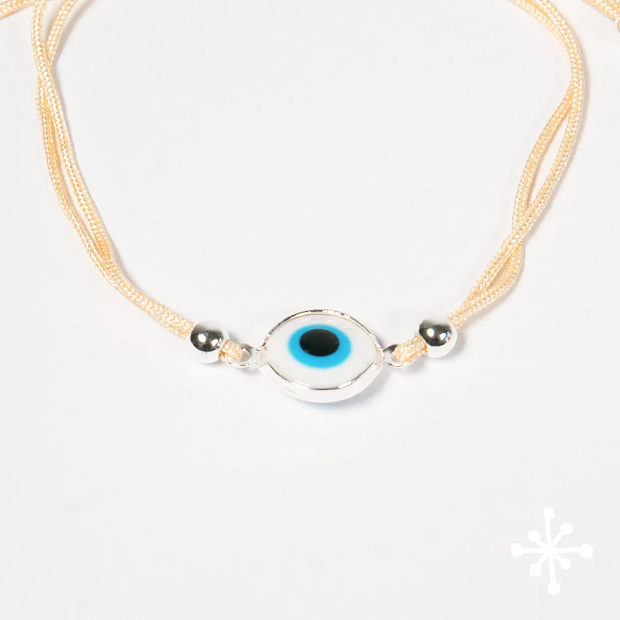 Evil Eye Bracelet Cord with Silver Beads