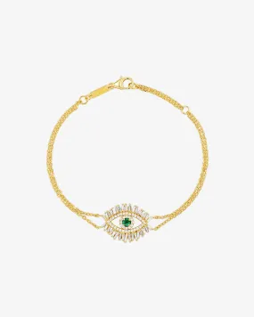 Evil Eye Midi Emerald Half Pavé Bracelet