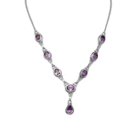 Extension Oval and Pear Shape Amethyst Necklace