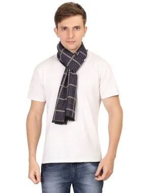 FabSeasons Navy Beign Men's Casual Checkered Acrylic Woolen Muffler, Scarf