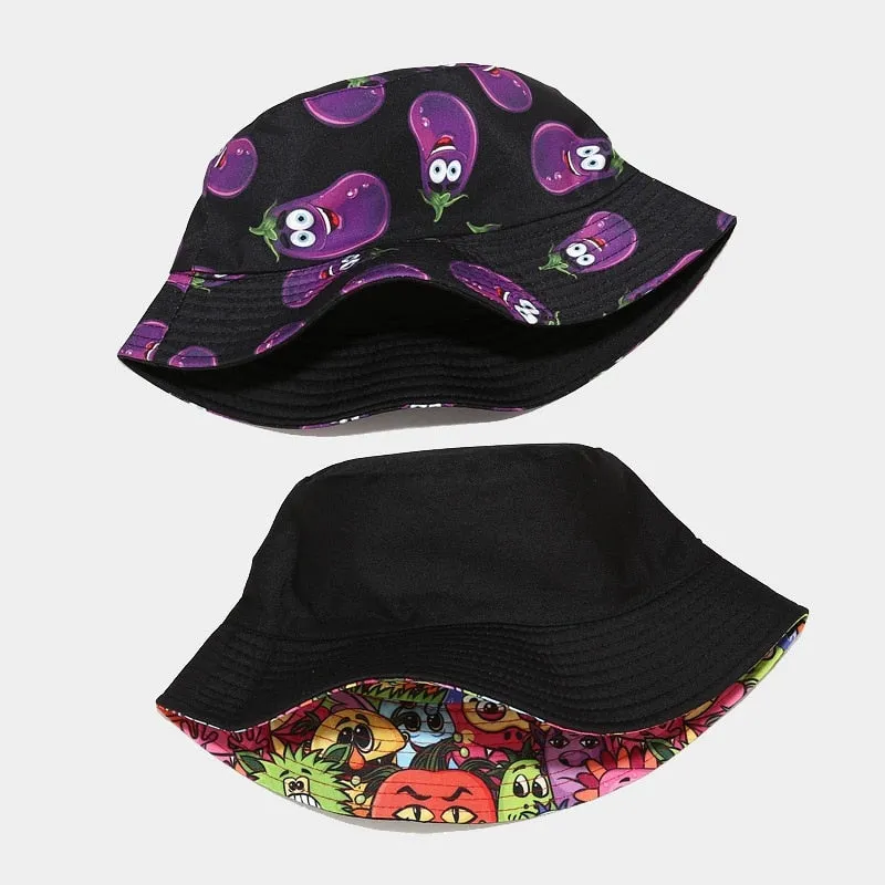 Fashion Cartoon Printed Cute Bucket Hat Summer Reversible Fishermant Hat For Women Men Street Hip Hop Fishing Cap Gorro