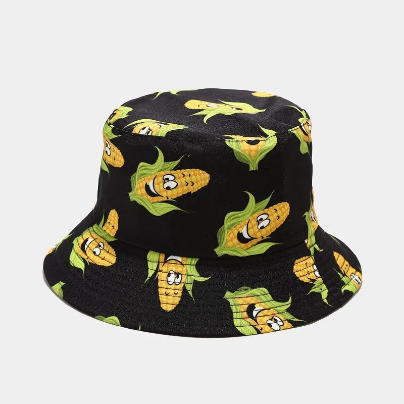 Fashion Cartoon Printed Cute Bucket Hat Summer Reversible Fishermant Hat For Women Men Street Hip Hop Fishing Cap Gorro