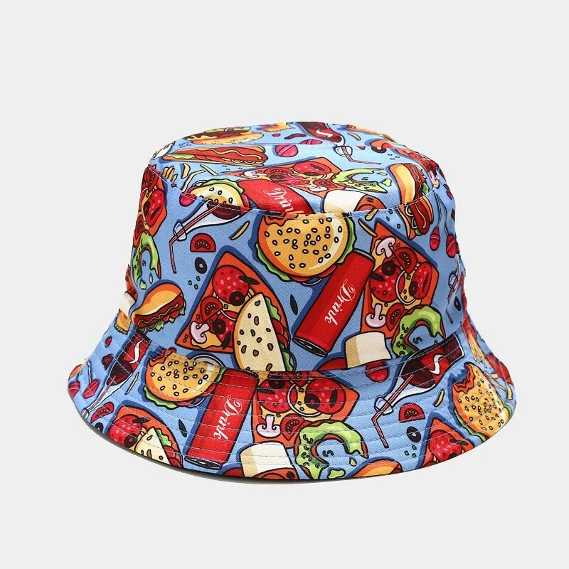 Fashion Cartoon Printed Cute Bucket Hat Summer Reversible Fishermant Hat For Women Men Street Hip Hop Fishing Cap Gorro