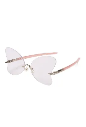 Fashion Clear Pink Winged Glasses