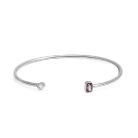 February Amethyst Birthstone Bangle - Silver