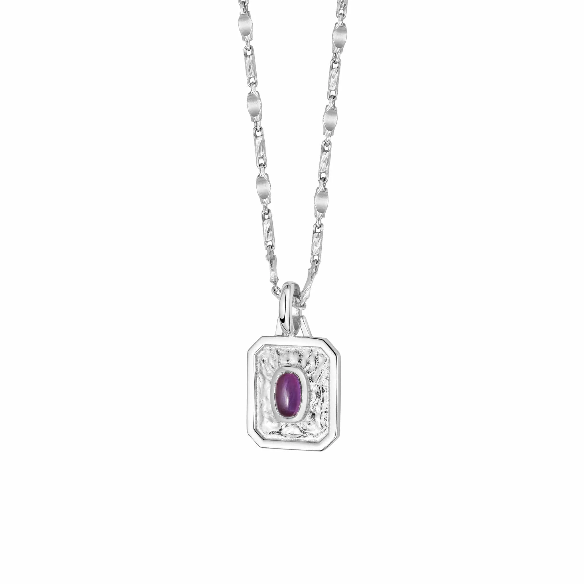 February Amethyst Birthstone Necklace Sterling Silver