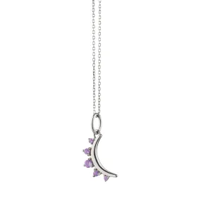 February Amethyst "Moon" Sterling Silver Birthstone Necklace