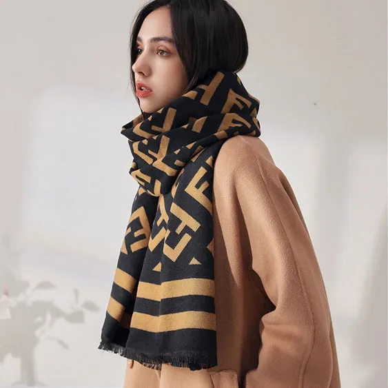 Fendy Black/Brown Scarf Shawl