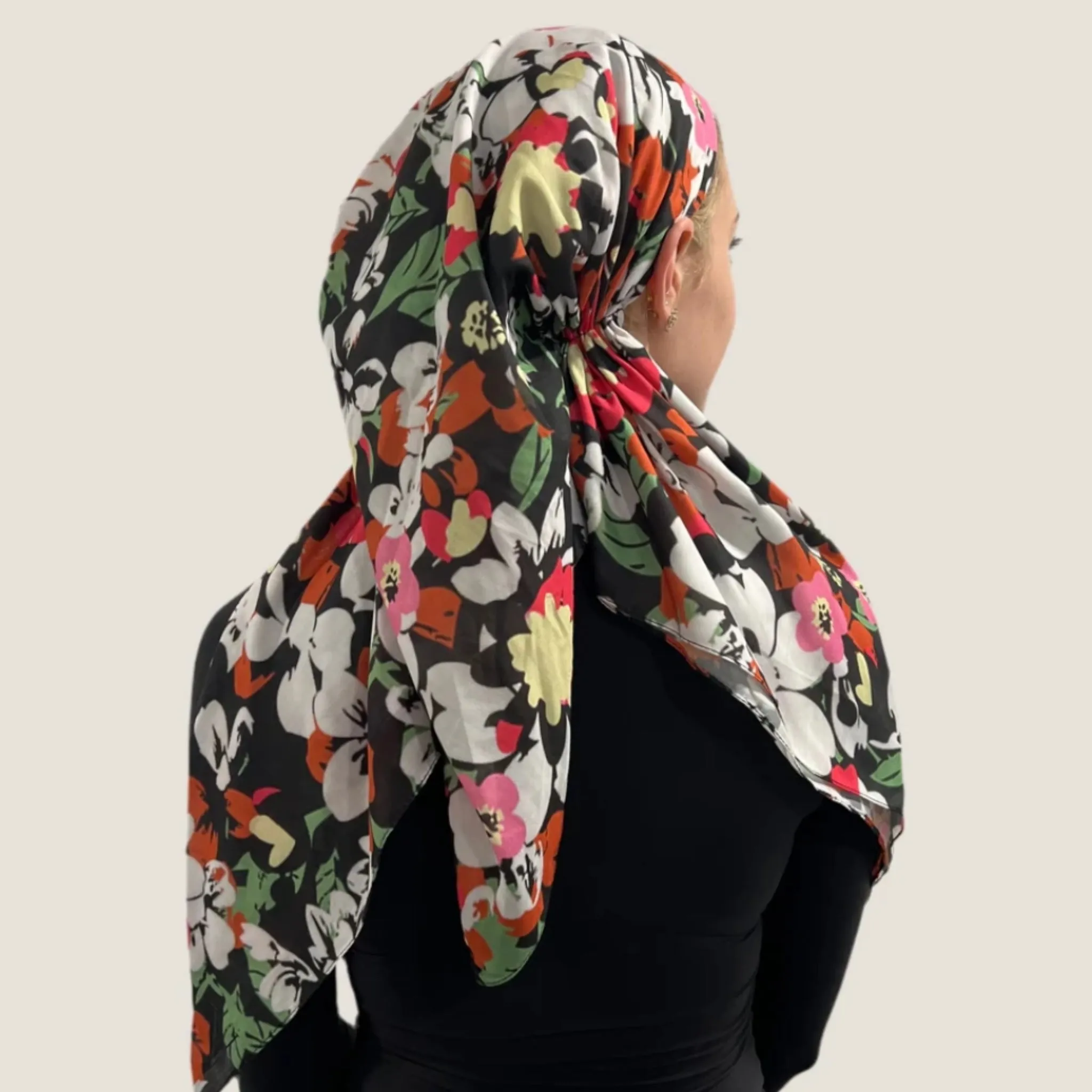 Floral Noir Headscarf by Valeri Many Styles