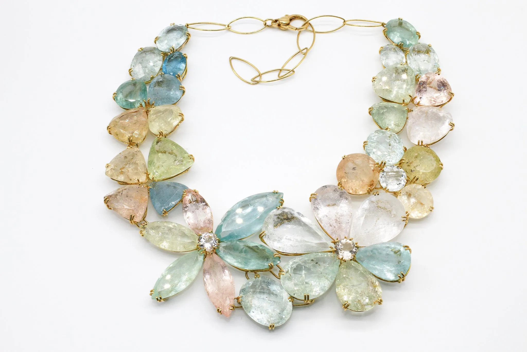 Flower Aquamarine 18kt Necklace