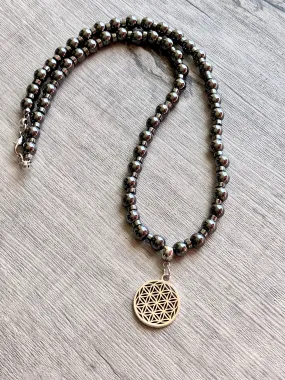 Flower of Life Handmade Hematite Unisex Necklace