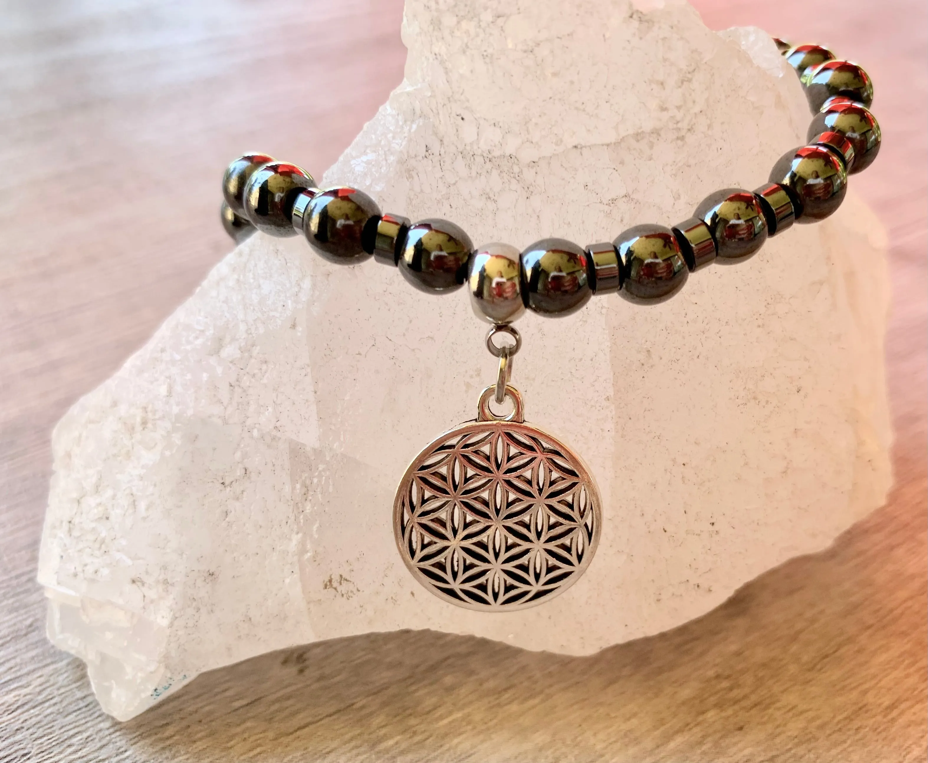 Flower of Life Handmade Hematite Unisex Necklace