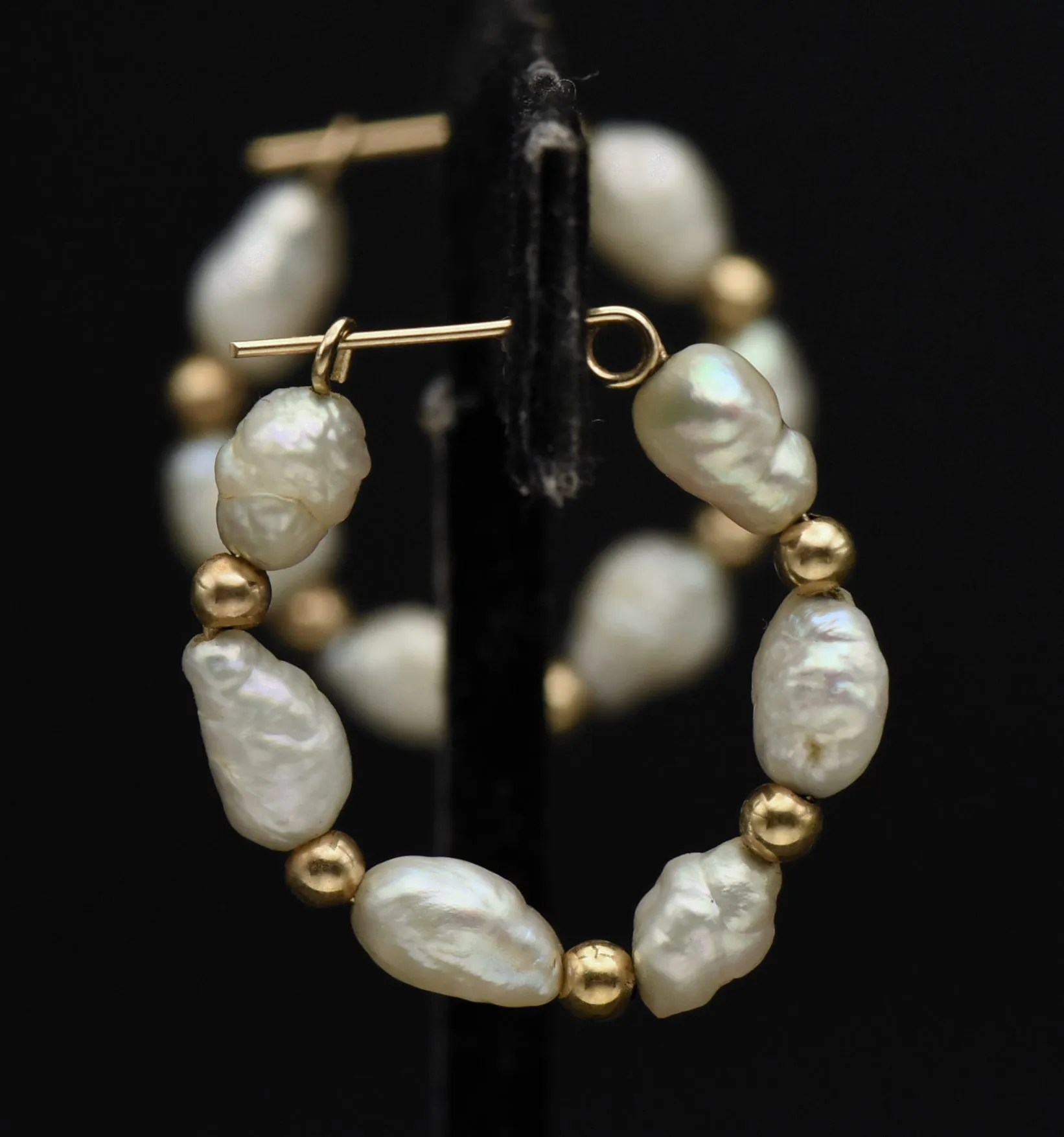 Freshwater Pearl 14K Gold Hoop Earrings