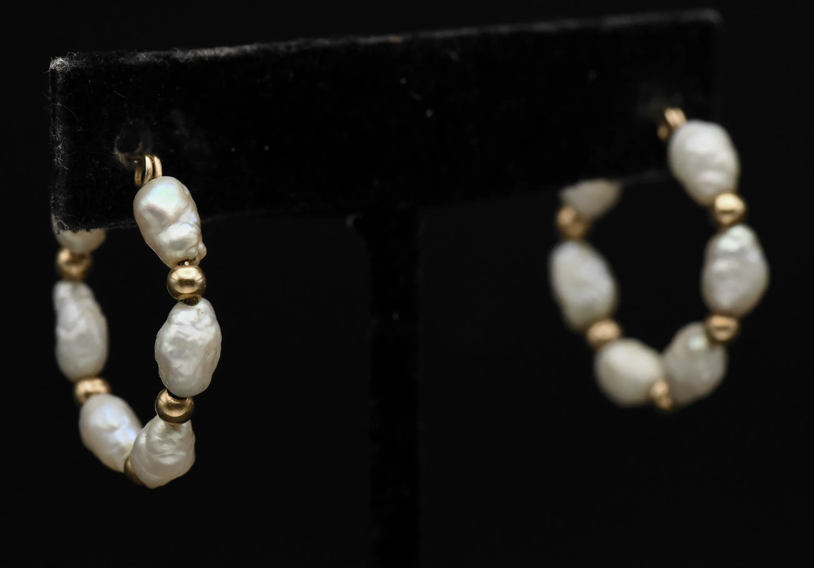 Freshwater Pearl 14K Gold Hoop Earrings