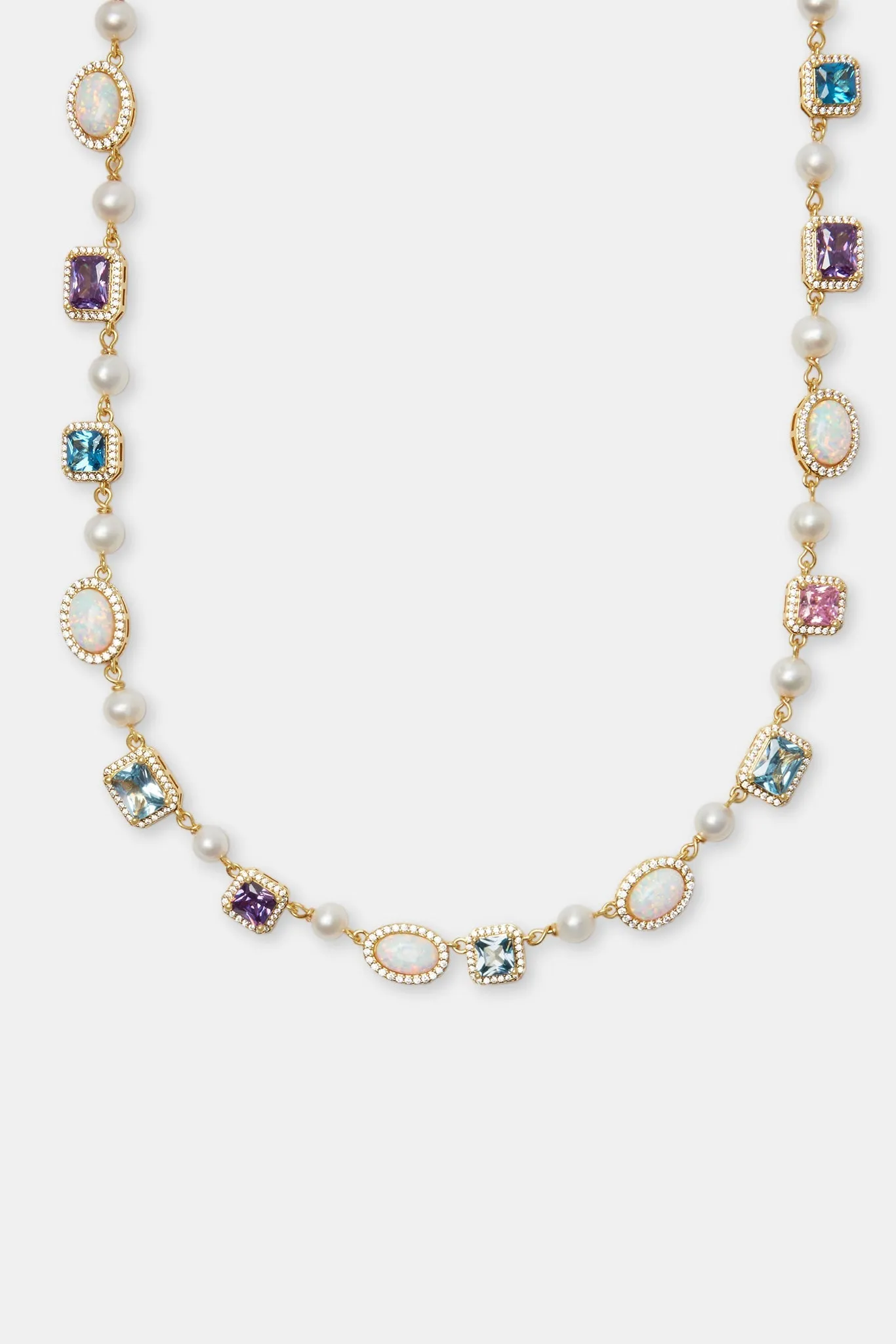 Freshwater Pearl & Opal Mixed Gemstone Chain & Bracelet