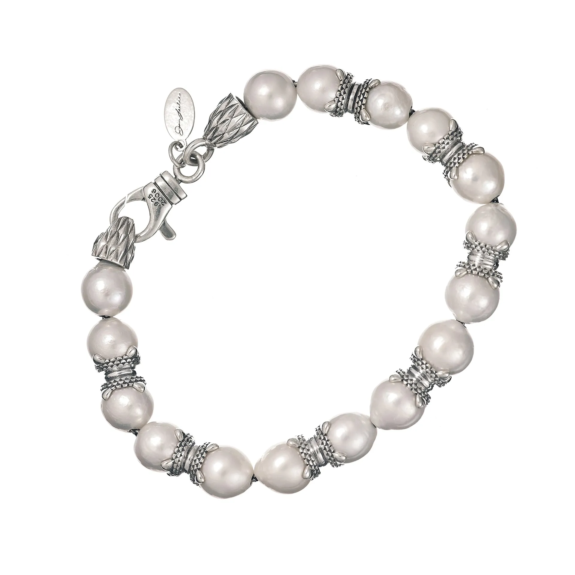 Freshwater Pearl Beaded Sterling Crown Bracelet