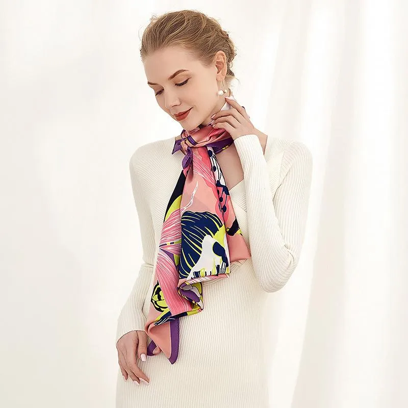 Full Bloom Charmeuse Silk Scarf 106