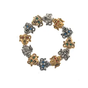 Gargoyles Gold/Silver/ Tone with Mixed Crystal Eyes Stretch Bracelet