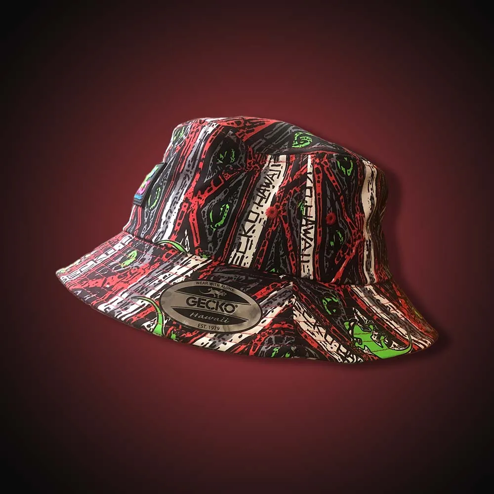 Gecko Red Stripe Bucket Hats