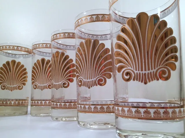 Georges Briard Signed Mid-Century 22-karat Gold Sea Shell Highball Glasses (Set of 8)