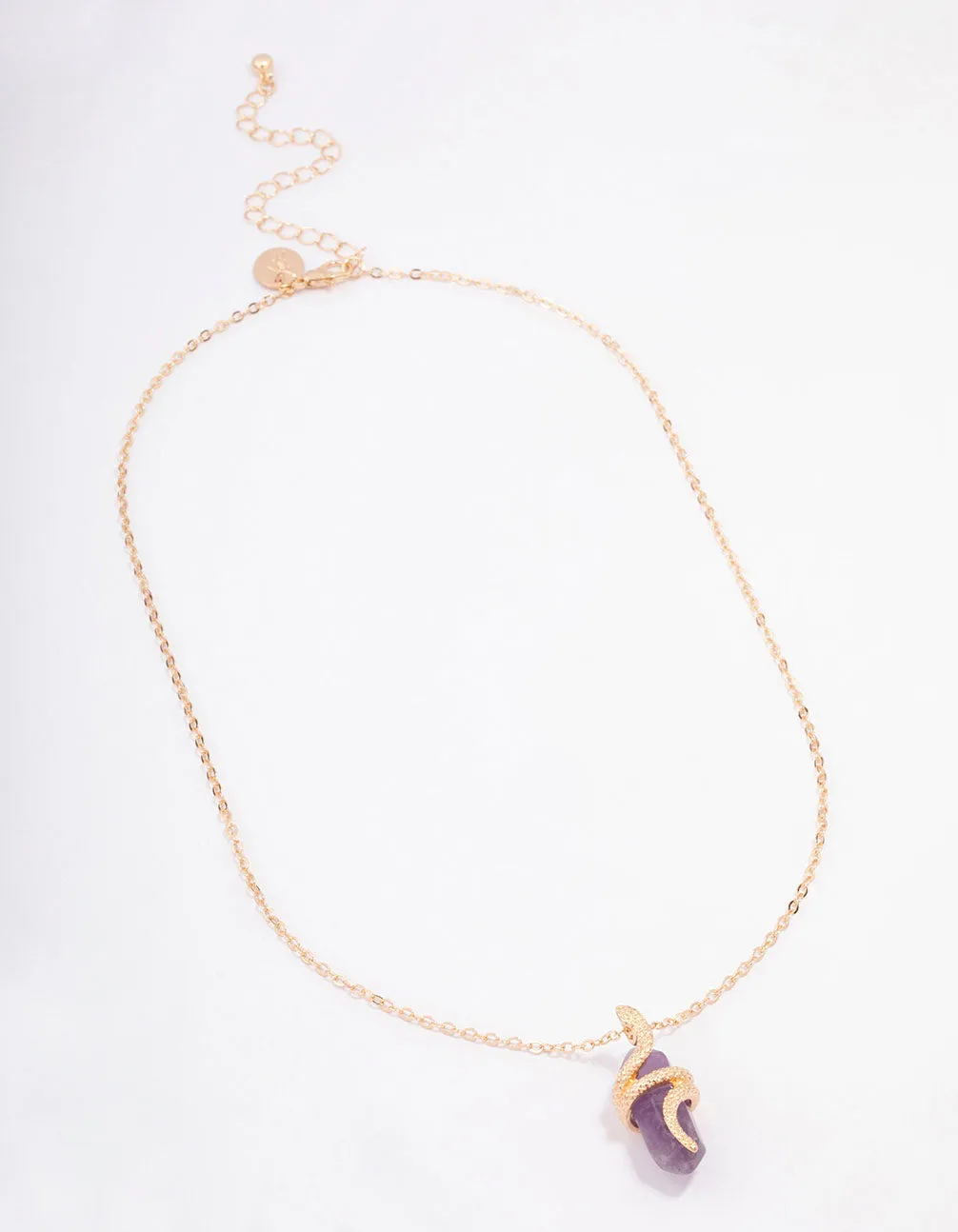 Gold Amethyst Snake Wrap Shard Pendant Necklace