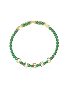 Gold Arm Party Emerald Green Logo Tennis Bracelet