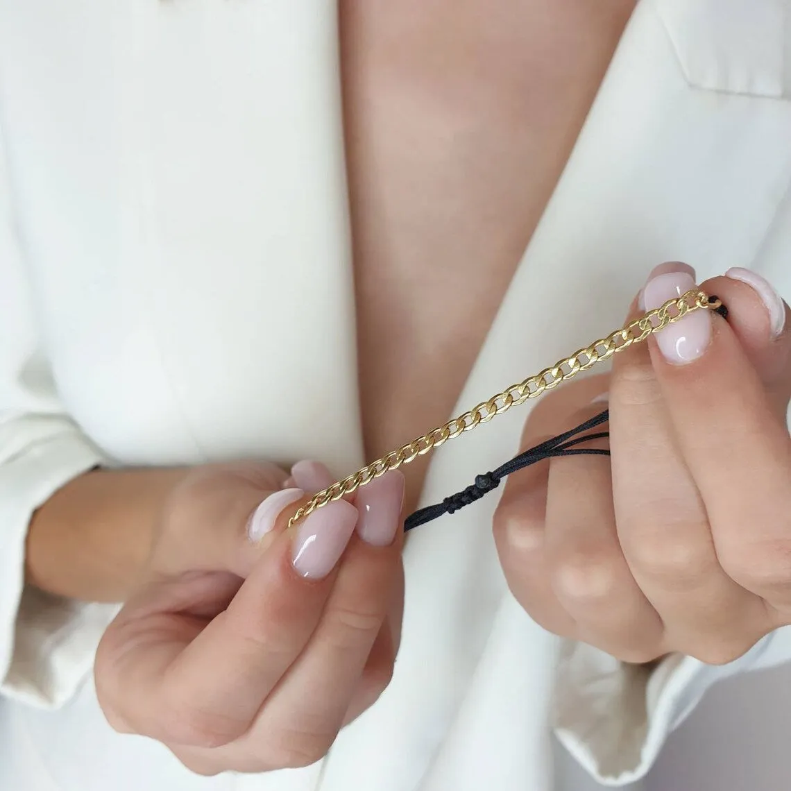 Gold Chain Bracelet With Cord