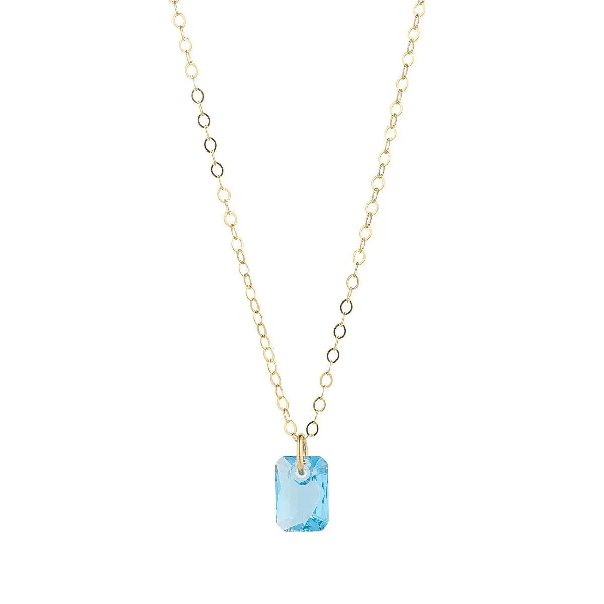 Gold Filled Small Aquamarine Crystal Pendant Necklace