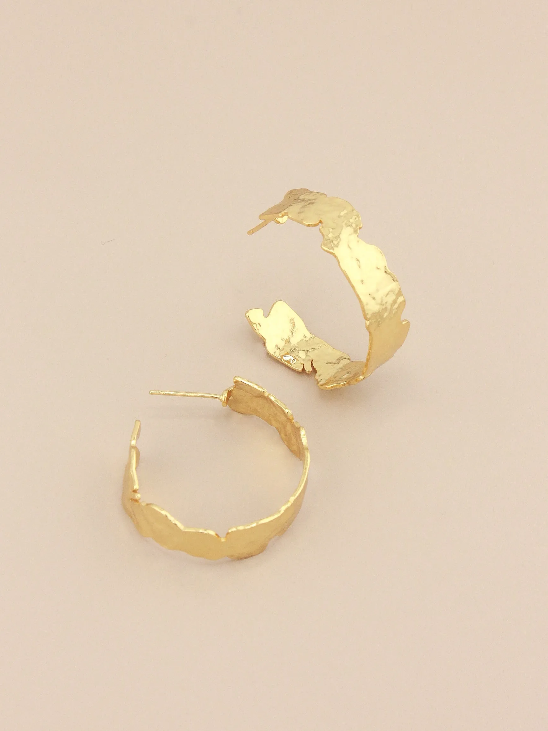 Gold Hammered Hoops