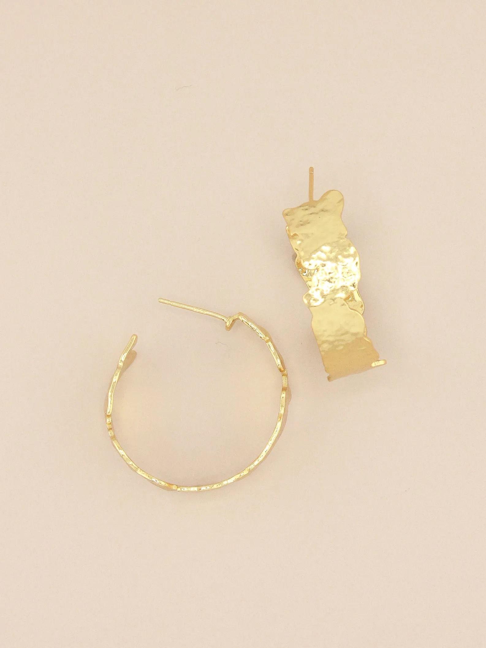 Gold Hammered Hoops