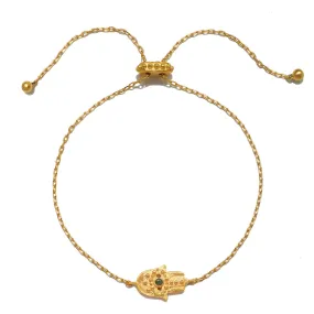 Gold Hamsa Emerald Bracelet