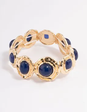 Gold Large Hammered Circle Stone Bracelet