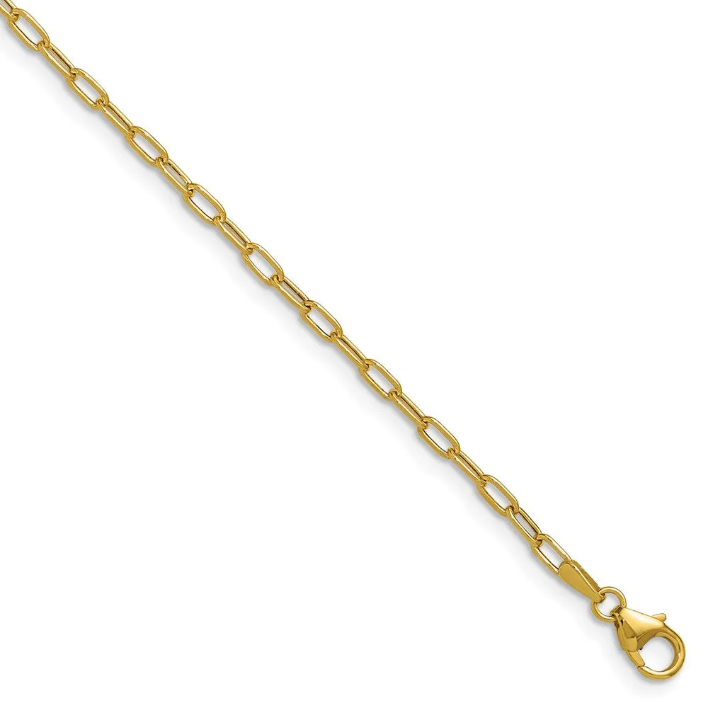 Gold Leslie's 14k 2.2mm 8 Inches Semi-Solid Paperclip Chain Bracelet Model-7358-8