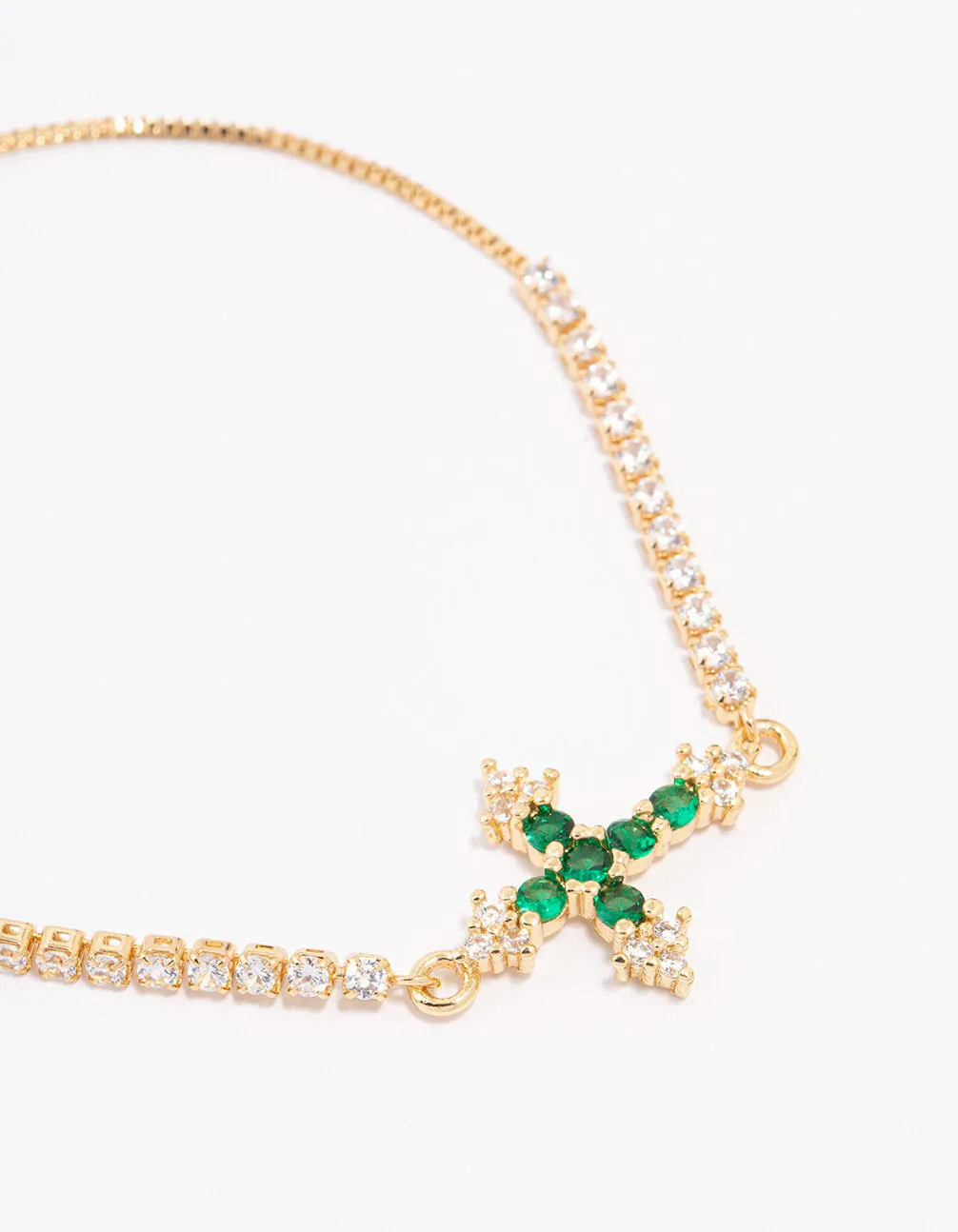 Gold Plated Cubic Zirconia Emerald Toggle Bracelet