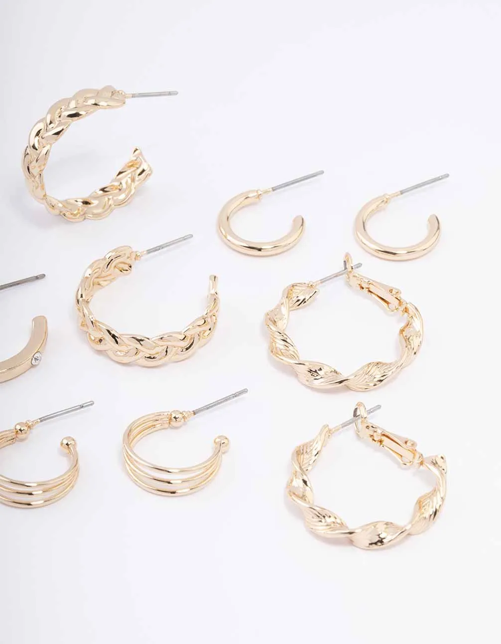 Gold Twisted Chain Hoop Earring 6-Pack