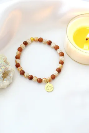 Goldstone Elastic Bracelet | 24K Lotus Flower Charm