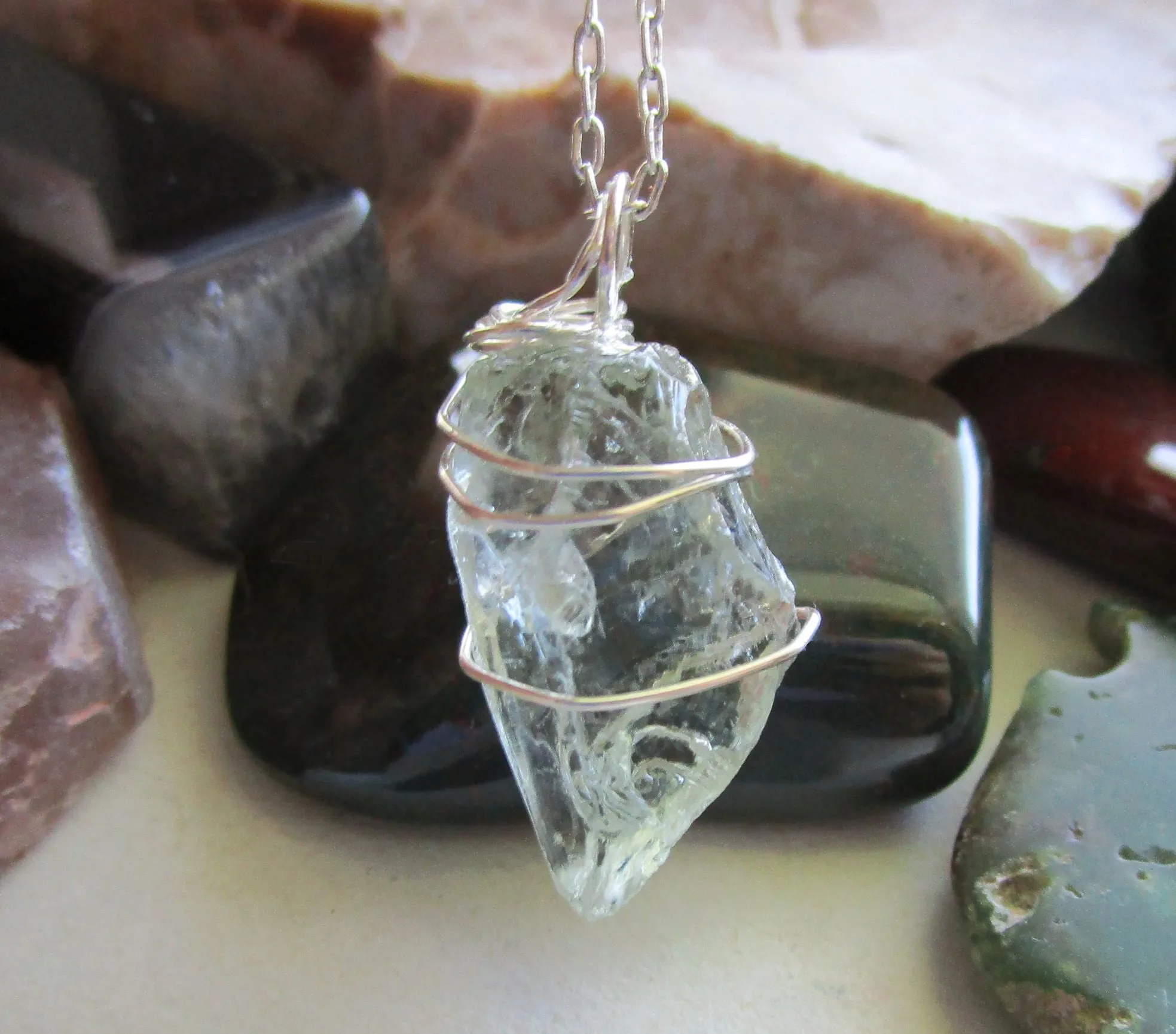 Green Prasiolite Amethyst Natural Gemstone Pendant Necklace