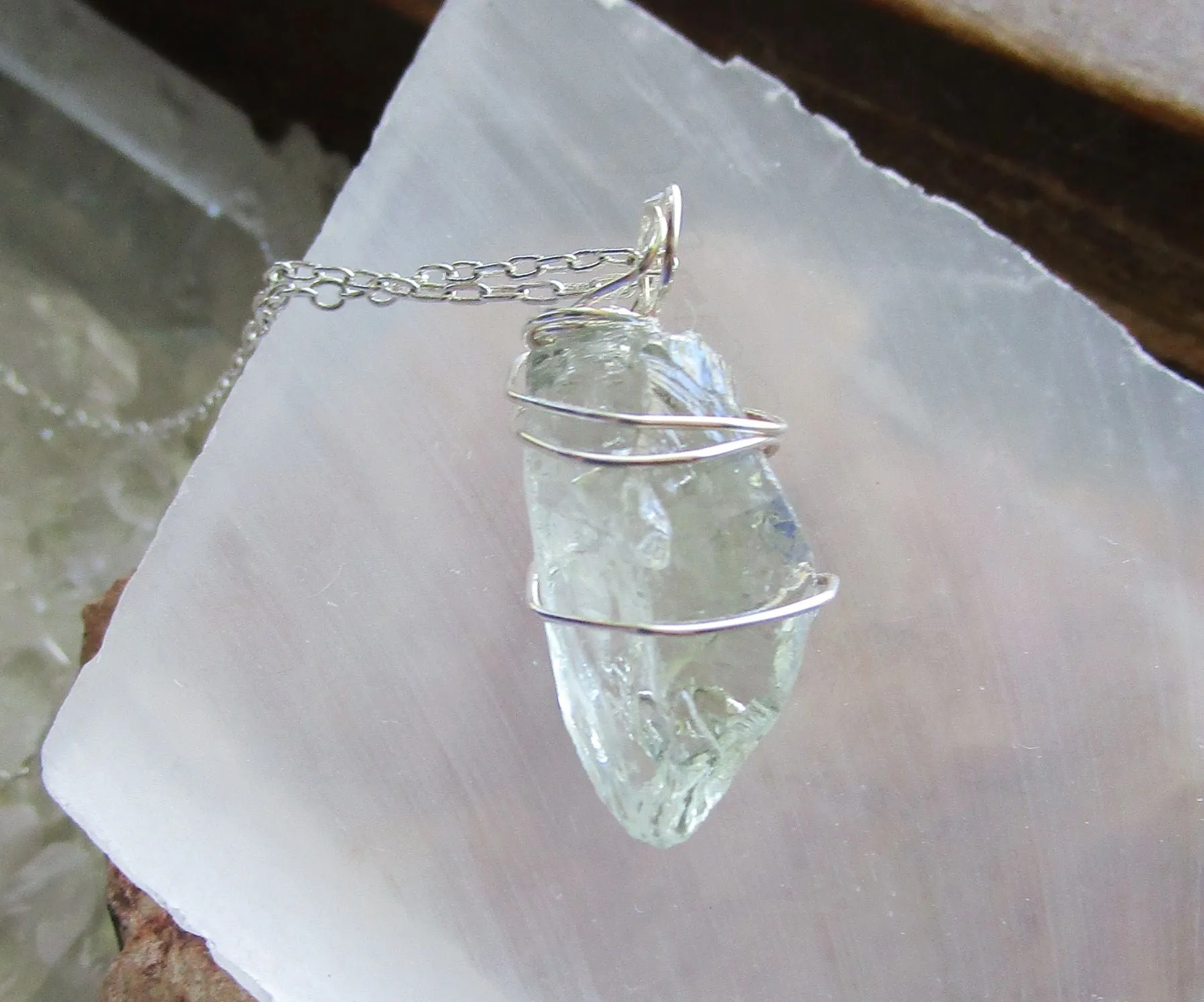 Green Prasiolite Amethyst Natural Gemstone Pendant Necklace